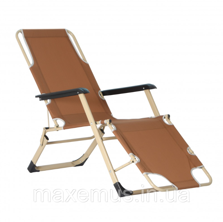 Раскладное кресло шезлонг туристический Bonro 178 см Садовый лежак пляжный шезлонг + подушка коричневый Мостиська - фото 12