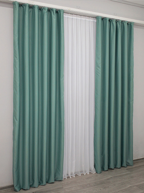 Комплект готовых штор VR-Textil Блэкаут Midnight № 1229ш Бирюзовый 150х290 см 2 шт (33-0057) Киев - изображение 4