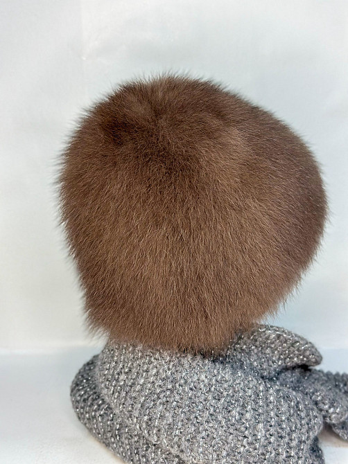 Шапка женская меховая Виктория Коричневый Харьков - изображение 4