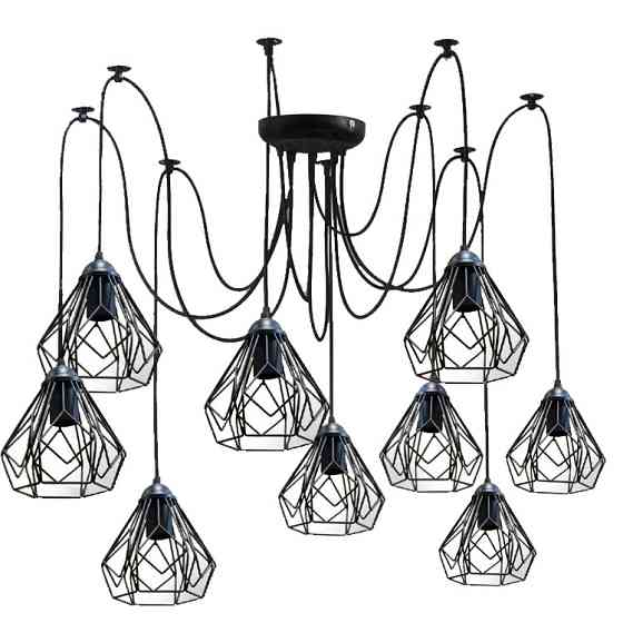 Подвесная люстра паук лофт 9 ламп Е27 черная Milan NL 538-9 Одесса