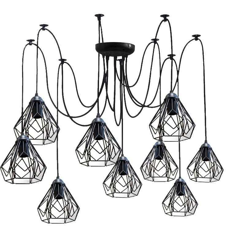 Подвесная люстра паук лофт 9 ламп Е27 черная Milan NL 538-9 Одесса - изображение 1