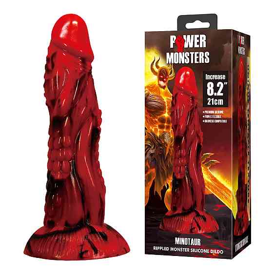 Фаллоимитатор силиконовый Power Monsters Minotaur на присоске, красный, 21 см Sex Aura Киев