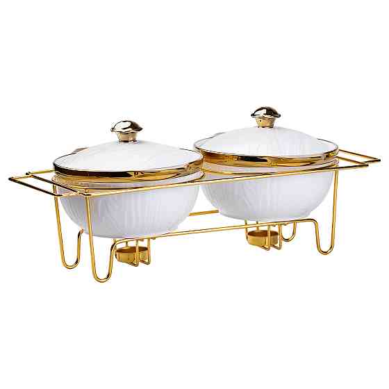 Yiwu Марміт порцелянаовий на 2 секції по 1 л на металевій підставці Коломия