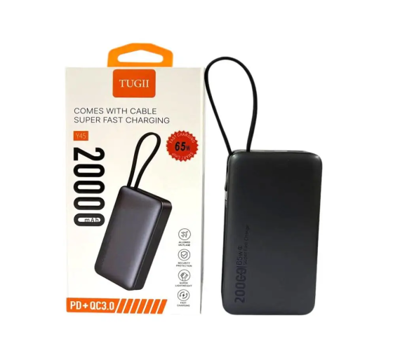 Power Bank TUGII Y65 20000 мАг, PD 65Вт, QC 22.5Вт, для ноутбука та MacBook, швидка зарядка Одеса