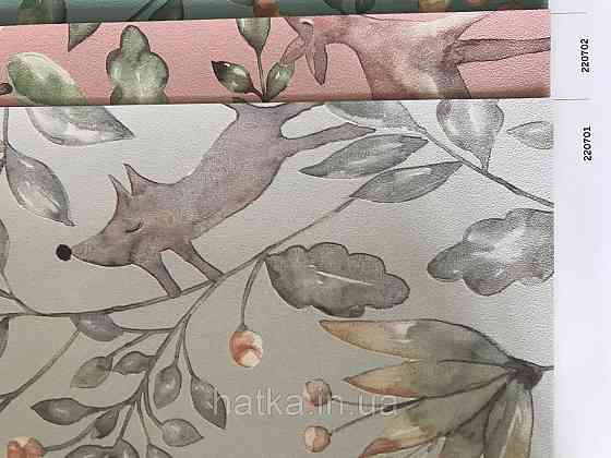 Флізелінові шпалери дитячі BN Doodleedo 0,53 х 10 м тварини олені квіти листя на рожевому Київ