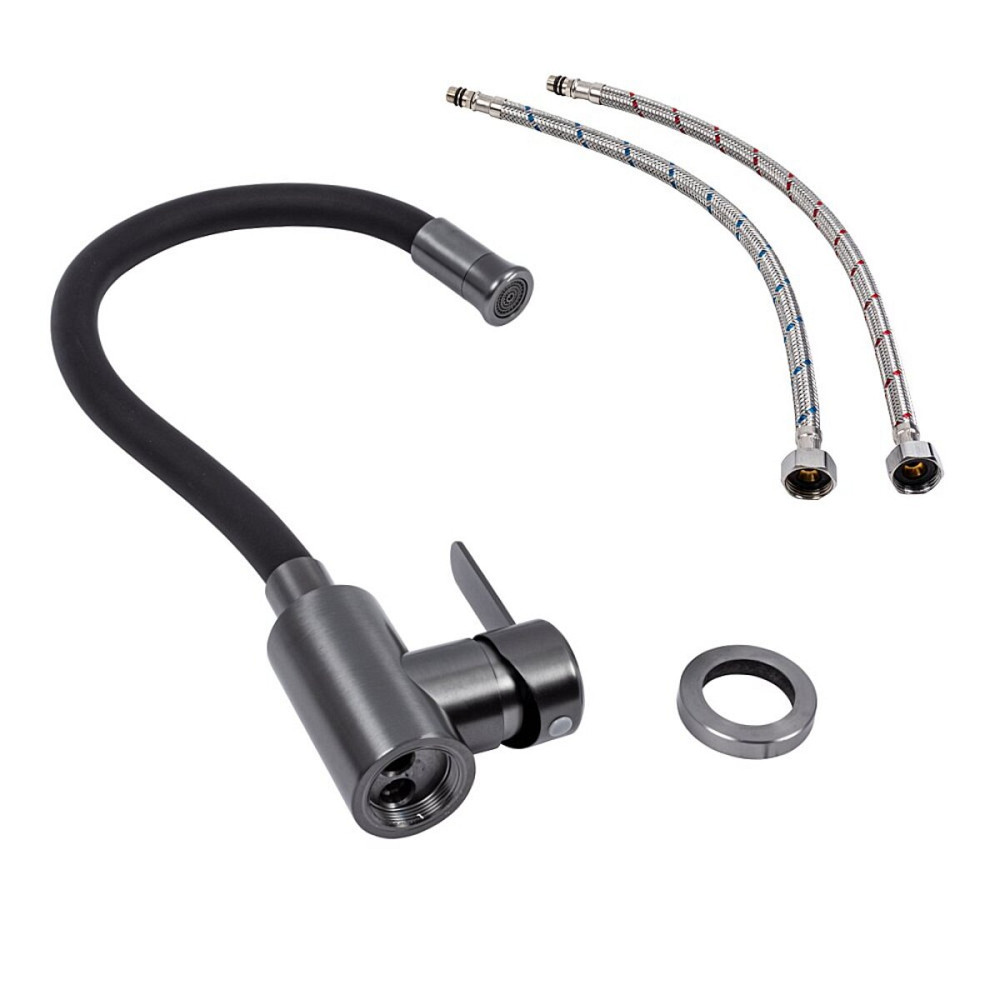 KF62 гнучкий змішувач VALESO (чорний гусак, PVD чорний корпус) Коломыя - изображение 2