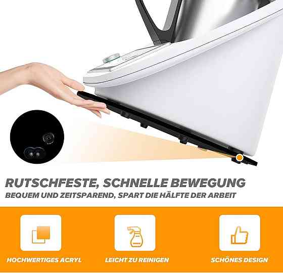 Скользящая доска для Thermomix TM5/TM6 акриловая черная 8 мм с шариковыми роликами ручкой и резиновыми ножками Киев