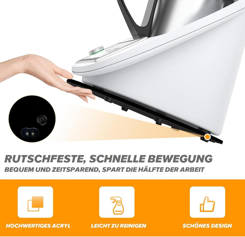 Скользящая доска для Thermomix TM5/TM6 акриловая черная 8 мм с шариковыми роликами ручкой и резиновыми ножками Киев - изображение 3