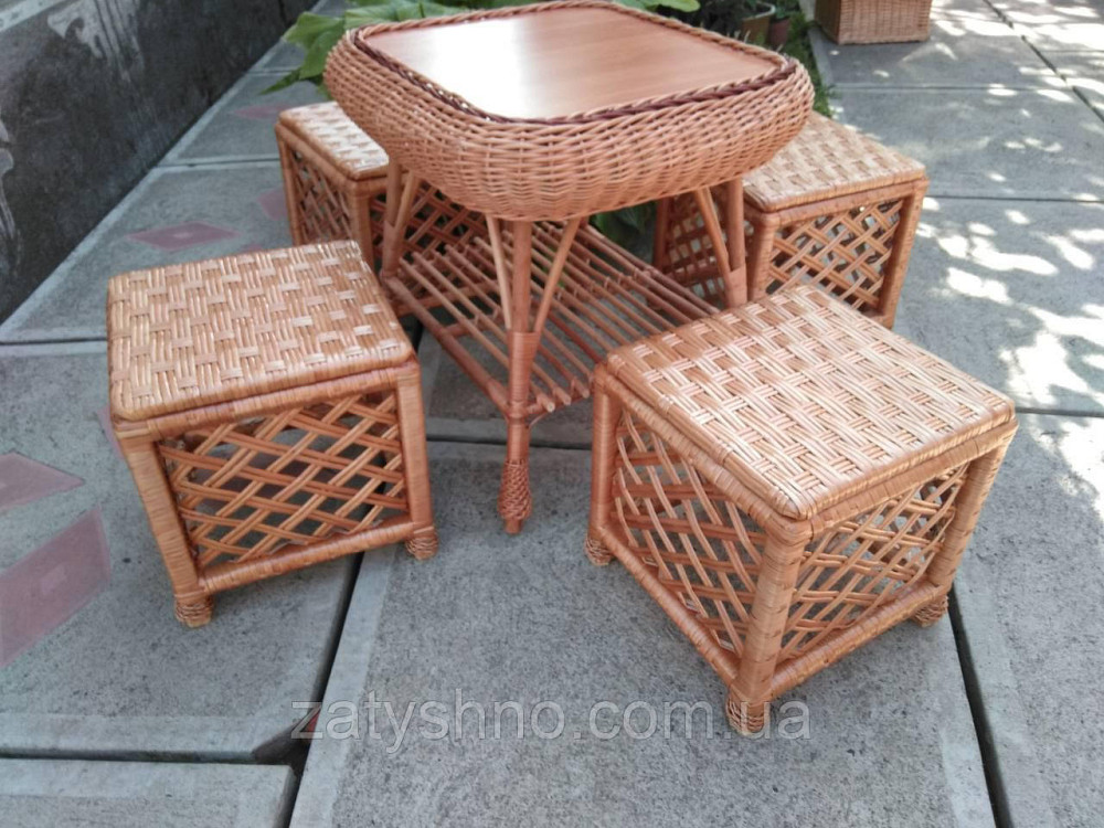 Меблі плетені з табуретками Київ - фото 1