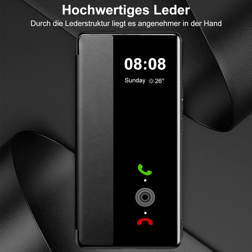 Чехол для Samsung Galaxy S24 Clear View флип кожаный ультратонкий ударопрочный с прозрачным окном черный Киев - изображение 2