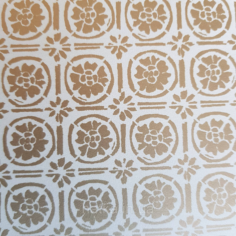 Шпалери вінілові на флізелін Caselio Mystery 0.53х10 м геометрія яскраві фігури золотисті на бежевому Київ - фото 1