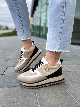 Кроссовки ALEX BENZ черные+кофе кожа+замша весна-осень размер 37 (5026) Коломыя