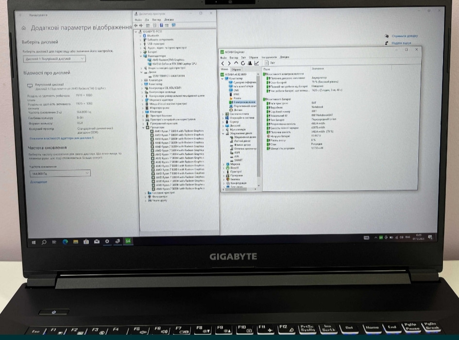 Ноутбук: Gigabyte A7 17.3 " Ryzen 7 5800H , RTX 3060, 130W, 144Hz. SSD1TB RAM16GB. Київ - фото 8