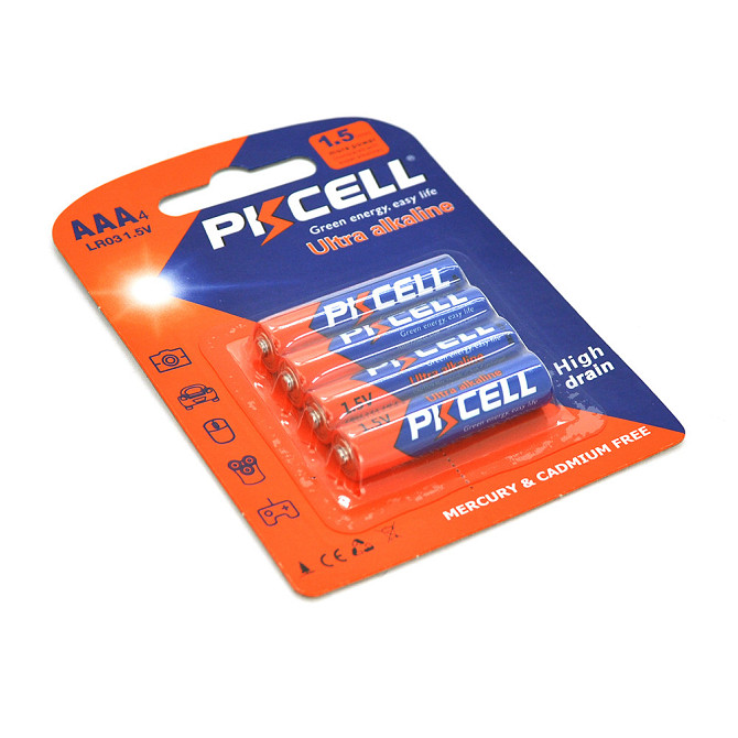 Батарейка щелочная PKCELL 1.5V AAA/LR03, 4 штуки в блистере, Q12 Полтава - изображение 1