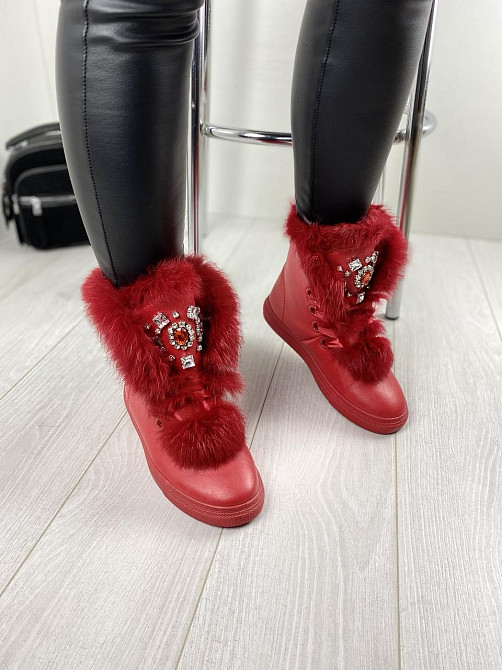 Violeta Черевики жіночі Violeta червоні еко-шкіра зима висота 15.5см розмір 36 (1135) Коломыя - изображение 4