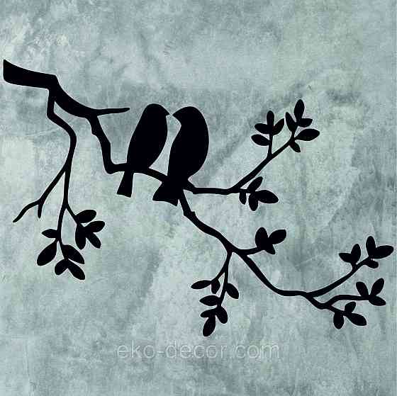 Декоративное настенное Панно «Две птички», Декор на стену 70*49 см, Черный Киев