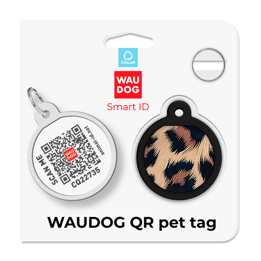 Адресник для собак и котов металлический WAUDOG Smart ID с QR паспортом, рисунок 