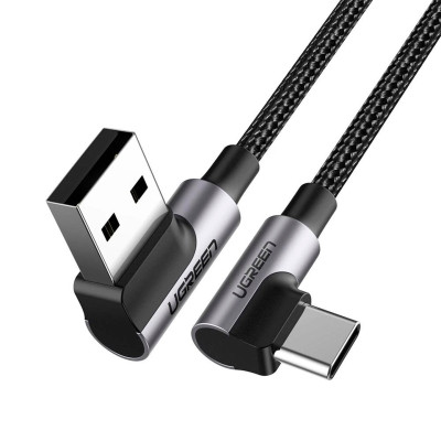 Дата кабель USB 2.0 AM to USB-C 3.0m 3A 90° corner US176 black Ugreen (70875) Вінниця - фото 10