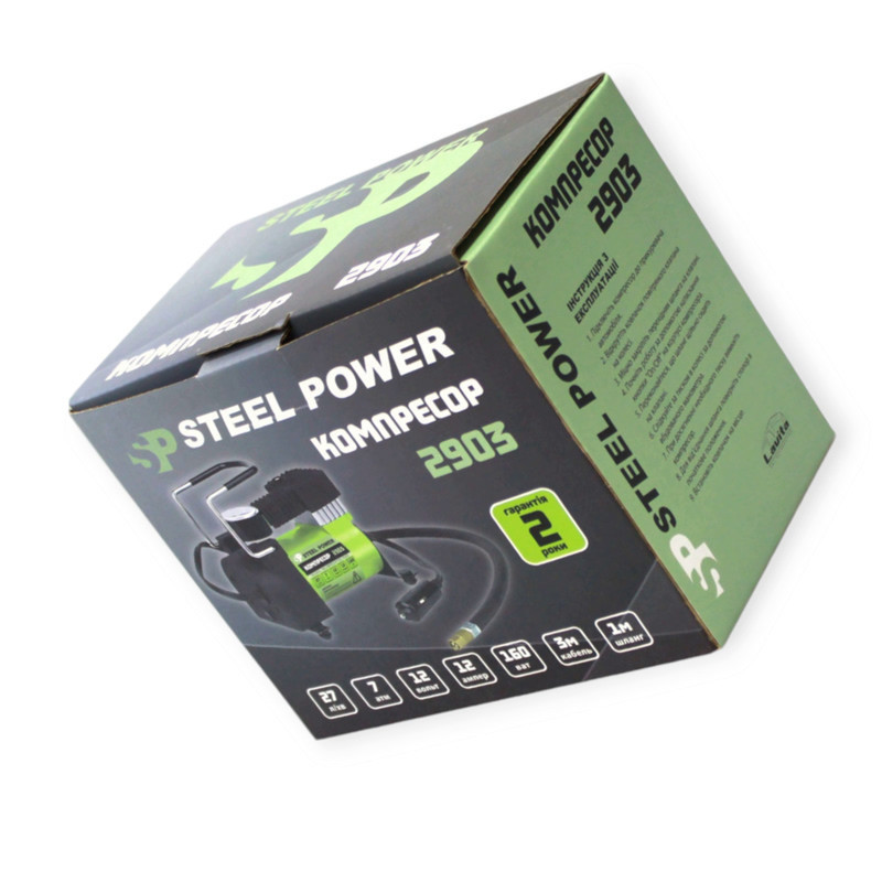 Компрессор sttel power 7атм/27л/1м шланг/прик/сумка Steel Мукачево - изображение 2