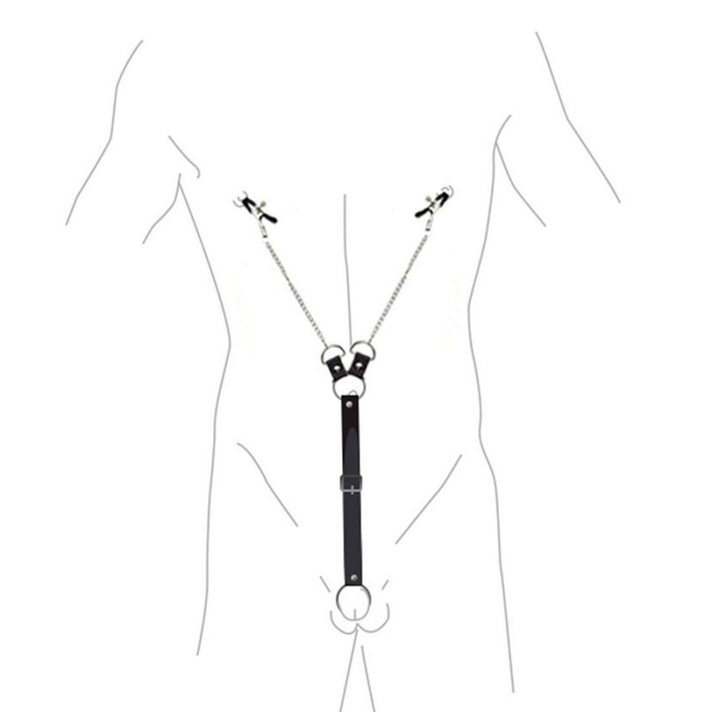 Затискачі для сосків з фіксацією на пенісі Art of Sex – Nipple Clamps for Men, екошкіра Sex Aura Київ - фото 3
