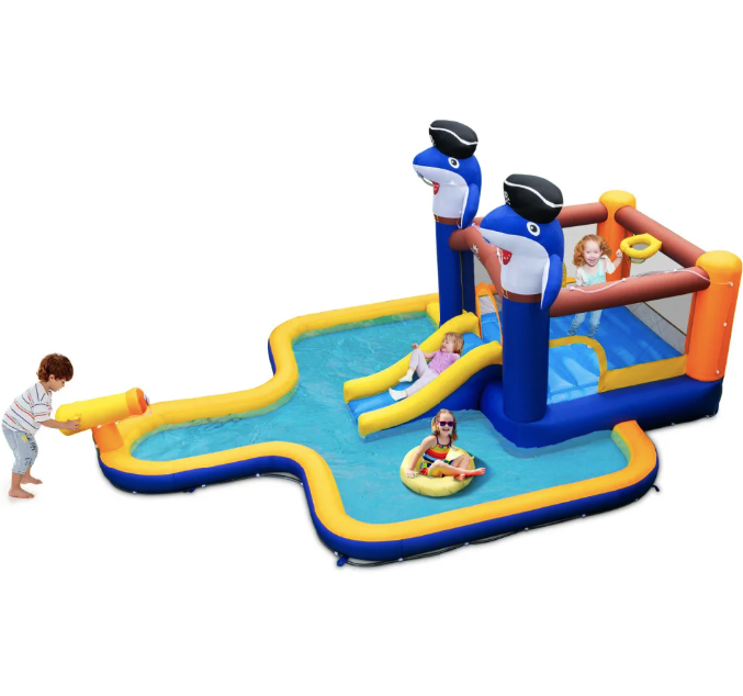 Парк з водними гірками Costway Dolphins 7-в-1 з басейном і водометом Київ - фото 5