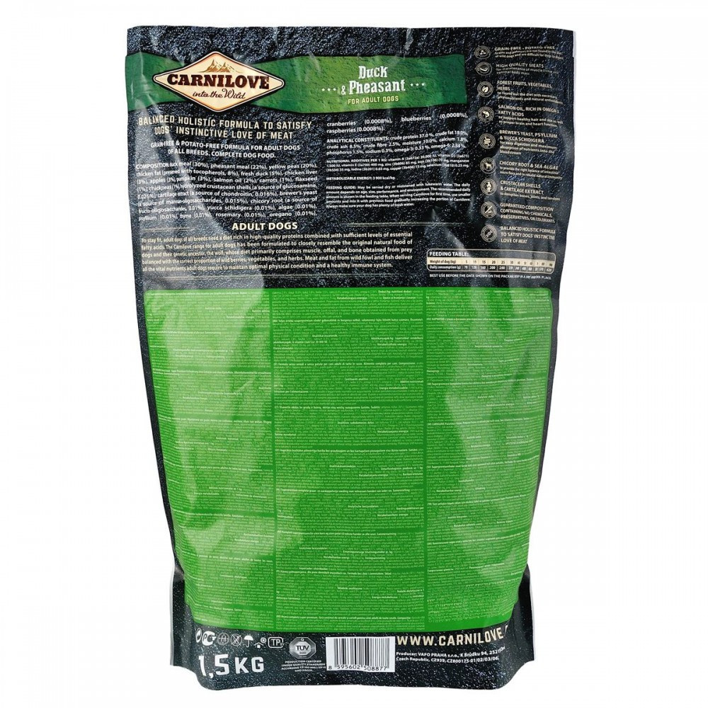 Сухий корм Carnilove Duck & Pheasant для дорослих собак всіх порід, качка та фазан, 1,5 кг Вінниця - фото 2