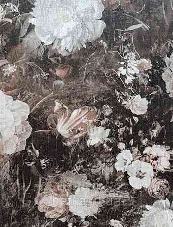 Обои виниловые на флизелине AS creation The Bos 0.53х10 цветы пионы розы астры белые коричневые на черном Киев