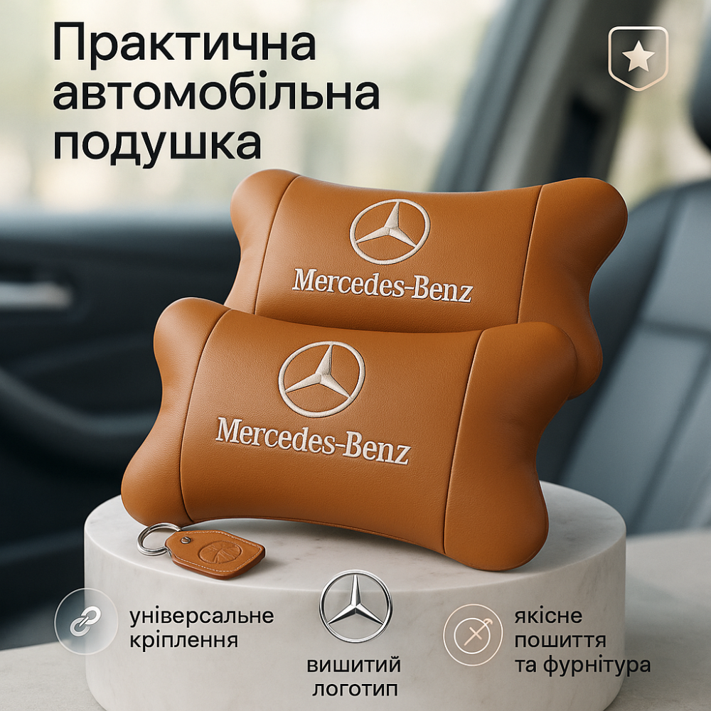 Декоративна подушка підголівник Mercedes-Benz, Подушка підголівник метелик дорожня для шиї XK-75 Львів - фото 19