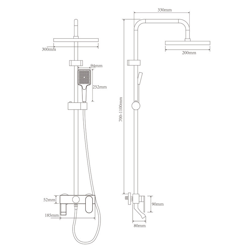 Душова колона зі змішувачем з алюмінію ARMATA BCG-009-J GRAPHITE, 3 режими (CH6561) Київ - фото 9