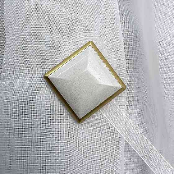 Магніти для штор і гардин Квадрат двосторонні набір 2 шт Золотистий з білим (81-277) Київ