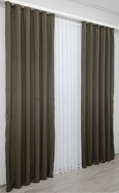 Комплект готовых штор VR-Textil Ibiza № 1199ш Молочный шоколад 150х270 см 2 шт (33-0035) Киев - изображение 5