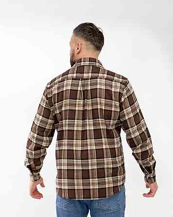 Чоловіча повсякденна сорочка в карту турецький котон фланель Шоколад, 54/56 Одеса