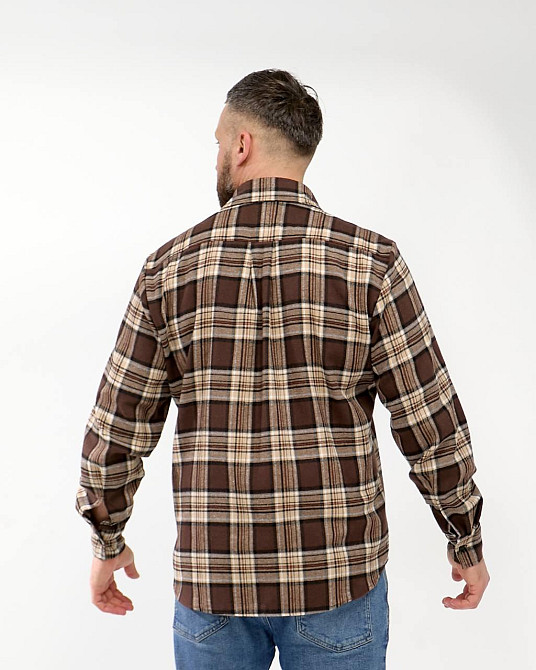 Чоловіча повсякденна сорочка в карту турецький котон фланель Шоколад, 54/56 Одеса - фото 6