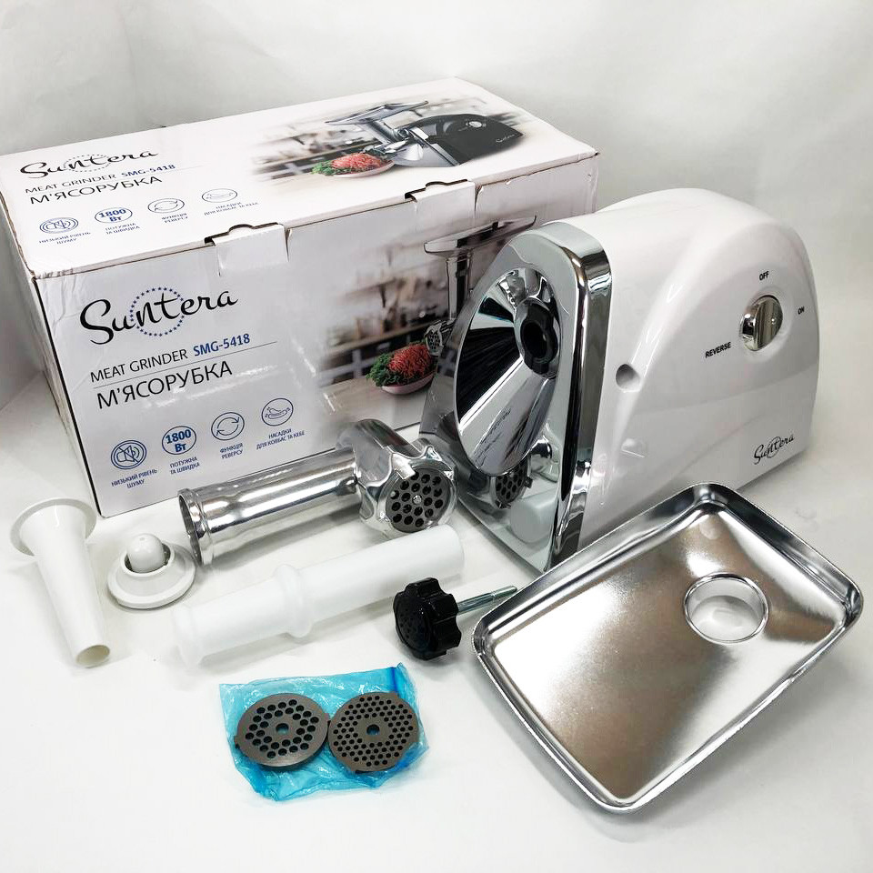 М'ясорубка з 4 насадками Suntera, Потужна електро м'ясорубка з насадками 'звичайна MT-62 Львів - фото 1