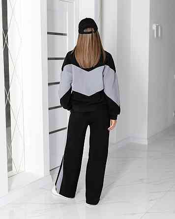 Спортивний флісовий костюм "Connect" | Норма та батал Чорний+сірий, 50-52 Київ