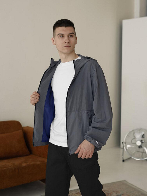 Чоловіча куртка вітрівка темно-сіра Pobedov Neon. Вітрівка для чоловіків легка весняна Київ - фото 4
