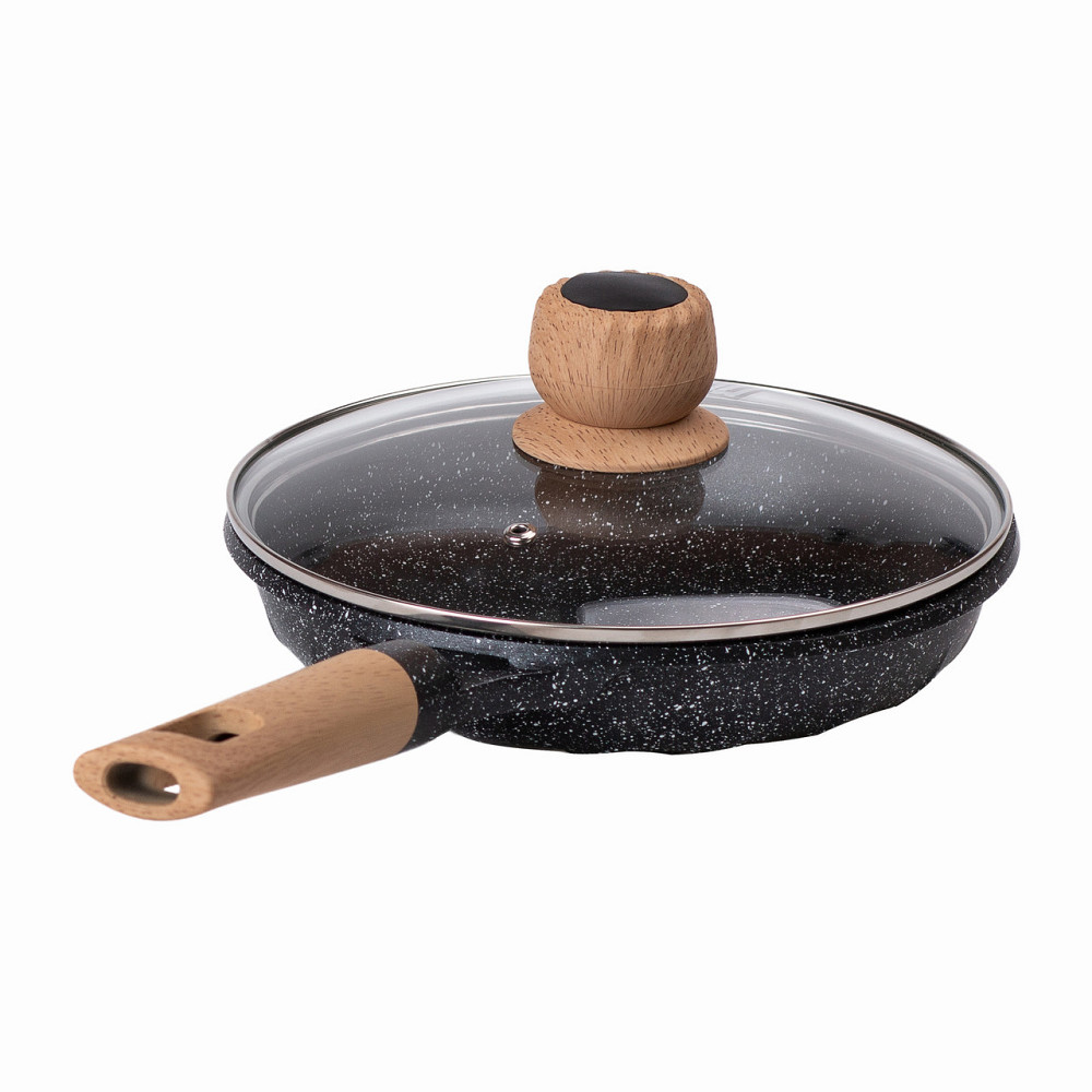 Мраморная алюминиевая сковорода с антипригарным покрытием Ø 22 см черная MGC HP-4-422B Киев - изображение 5