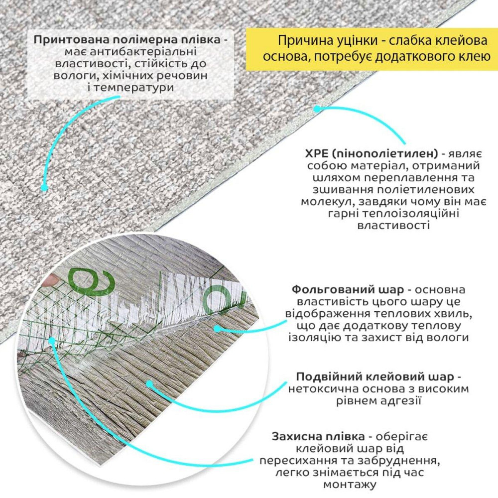 Уценка Обои самоклеющиеся 2800х500х1,5мм Серый меланж YM-12 (D) SW-00003390 Днепр - изображение 2