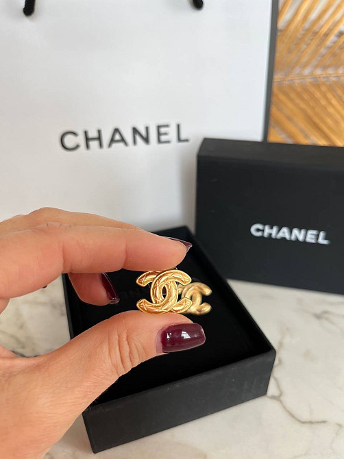 Сережки гвіздки Шанель покриття золото 18К Одеса - фото 3