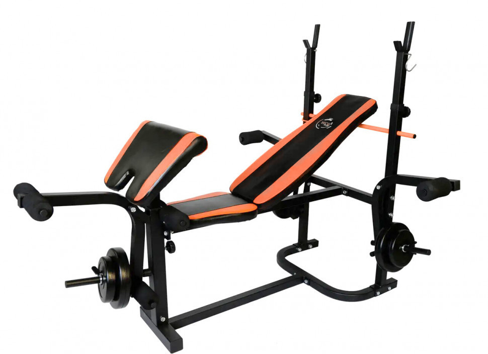 Скамья для жима + Штанга с прямым грифом 50 кг Гантели, гири, штанги и диски АВС пластик комплект Киев - изображение 3