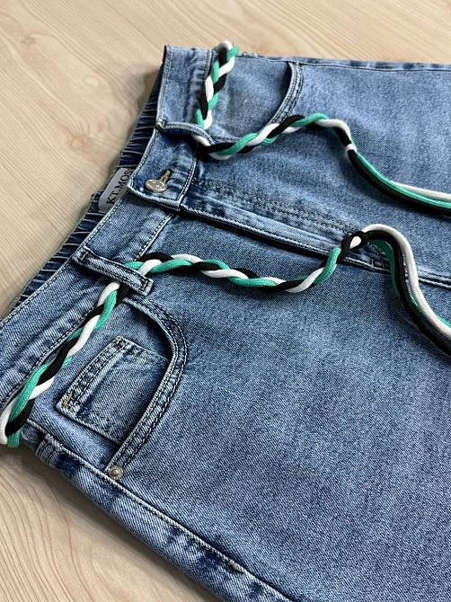 Шорты женские джинсовые Moss 787 бермуды с резинкой на поясе большие размеры голубые, голубой, З6, 36, 102 см, 126 см Киев - изображение 2