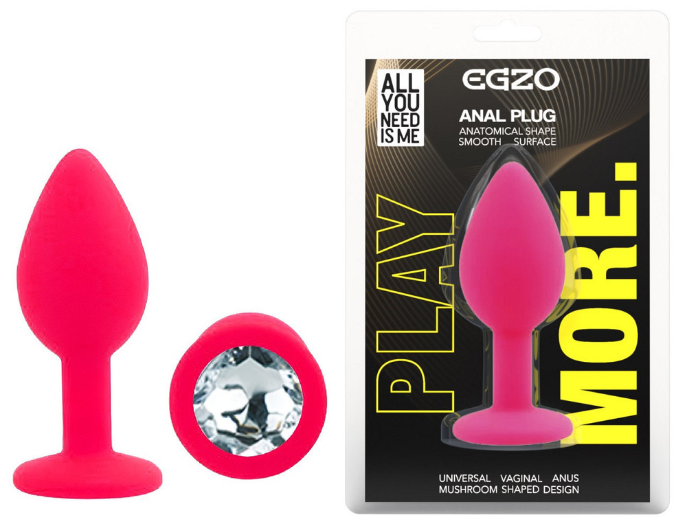 Силіконова анальна пробка EGZO - Silicone Pink Round Plug Clear, size S Sex Aura Київ - фото 1