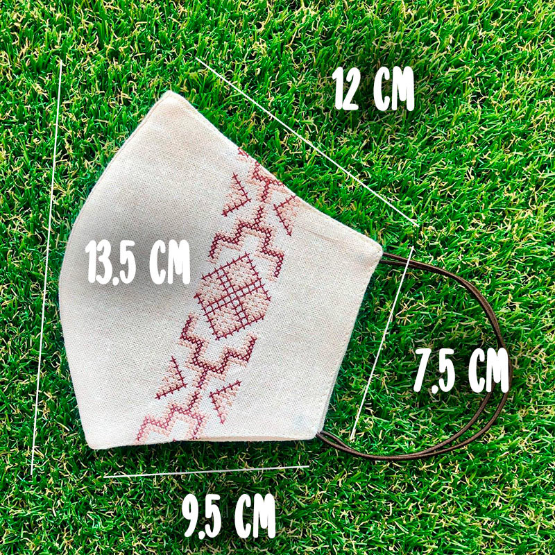 Маска защитная многоразовая из 100% ЛЬНА с Вышивкой Размер L (Бежевый) Сумы - изображение 4