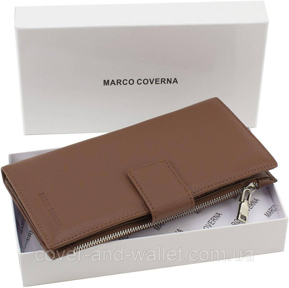 Вертикальный женский купюрник из натуральной кожи коричневого цвета Marco Coverna 0134 Киев - изображение 5