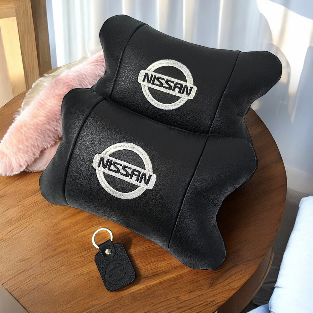 Подушки в авто 2 шт Nissan, натуральна шкіра, з логотипом Ніссан, на підголівник для CN-397 вашої машини Київ - фото 3