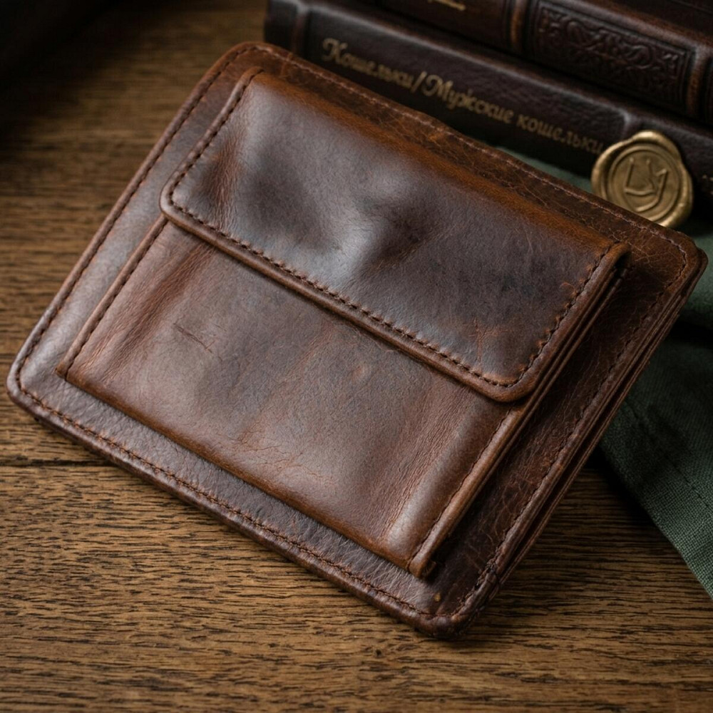 Кожаный мужской кошелек Vintage 20485 Коричневый Киев - изображение 13