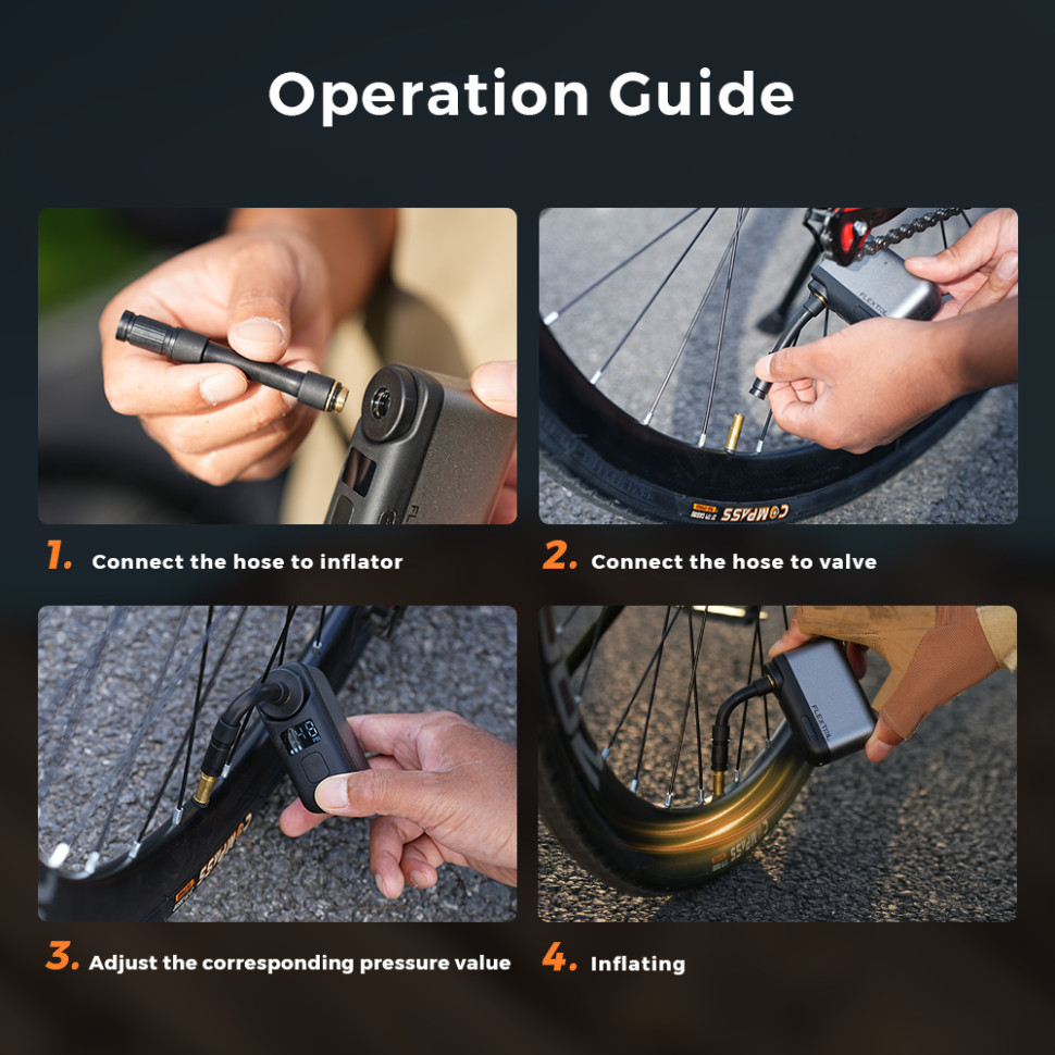 Велосипедний міні насос електричний Flextail Tiny Bike Pump Pro, 120 PSI Київ - фото 15