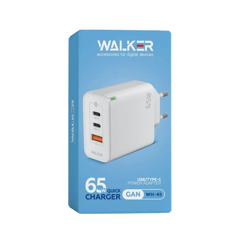 Зарядний пристрій мережевий USB/2Type-C QC+PD 65W білий WALKER WH-45 Житомир