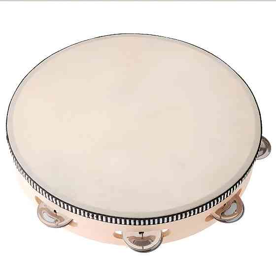 Бубон RESTEQ діаметром 25 см (10 дюймів) з металевими дзвіночками — ударний музичний інструмент для музикантів, оркестру, ансамблю Київ