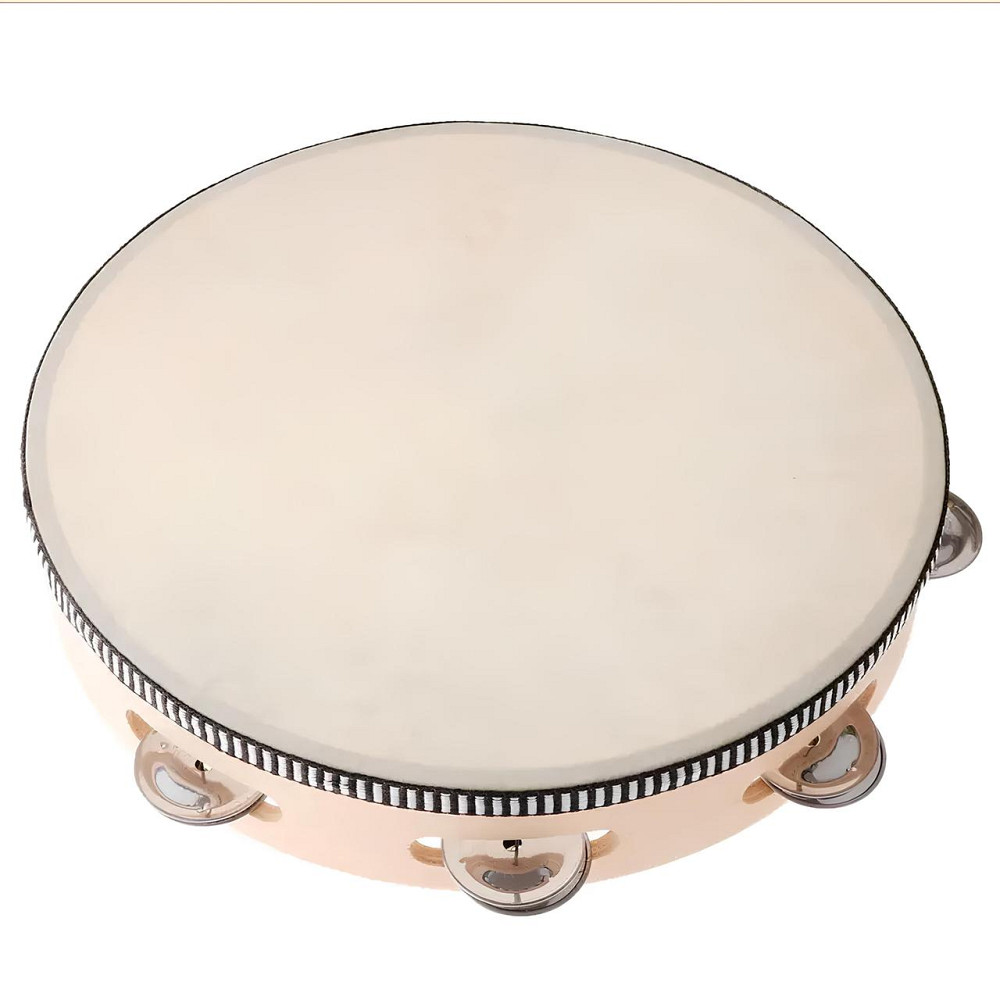 Бубен RESTEQ диаметр 25 см (10 дюймов) с металлическими звонцами — ударный музыкальный инструмент для музыкантов, оркестра, Киев - изображение 1